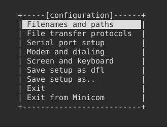 Minicom menus