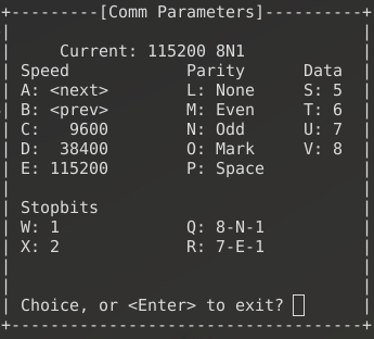 minicom settings